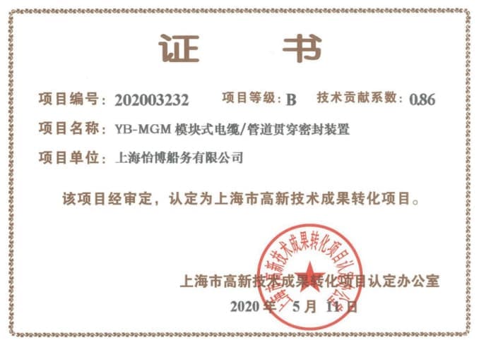 上海市高新技術企業(yè) 成果轉(zhuǎn)化項目 證書